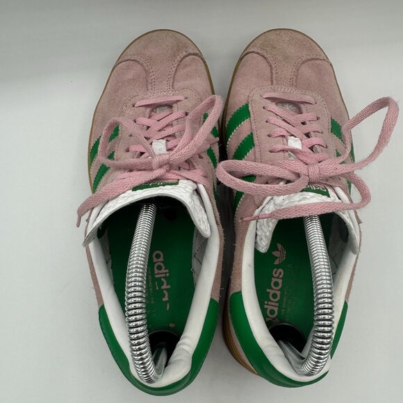 Adidas Gazelle Bold Shoes Pink Suede Green Stripes Women's 8.5 - Picture 5 of 7